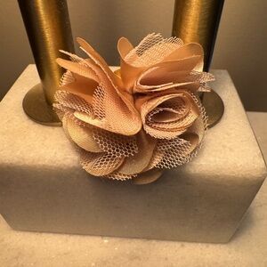 Elegant Beige Floral Adjustable Flexible Cocktail Ring Silk